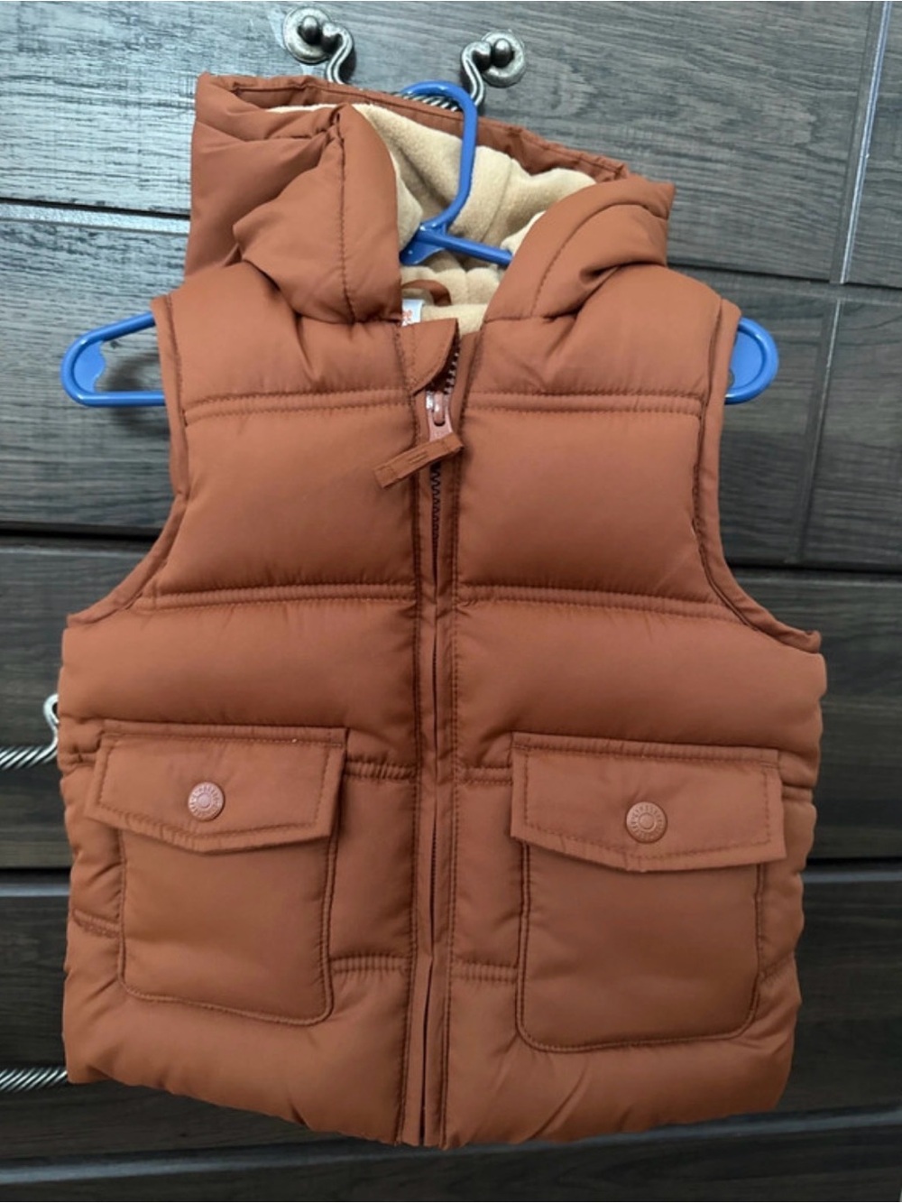 Gymboree Rust Brown Hooded Puffer Vest